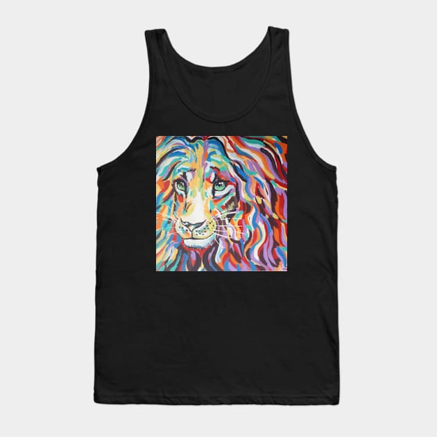 Colorful Lion Painting Tank Top by Lexi Simpson Original Art